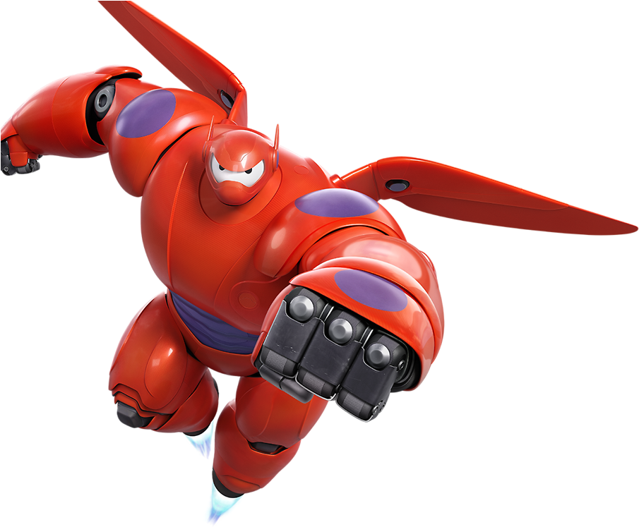 Red Robot Hero Flying PNG