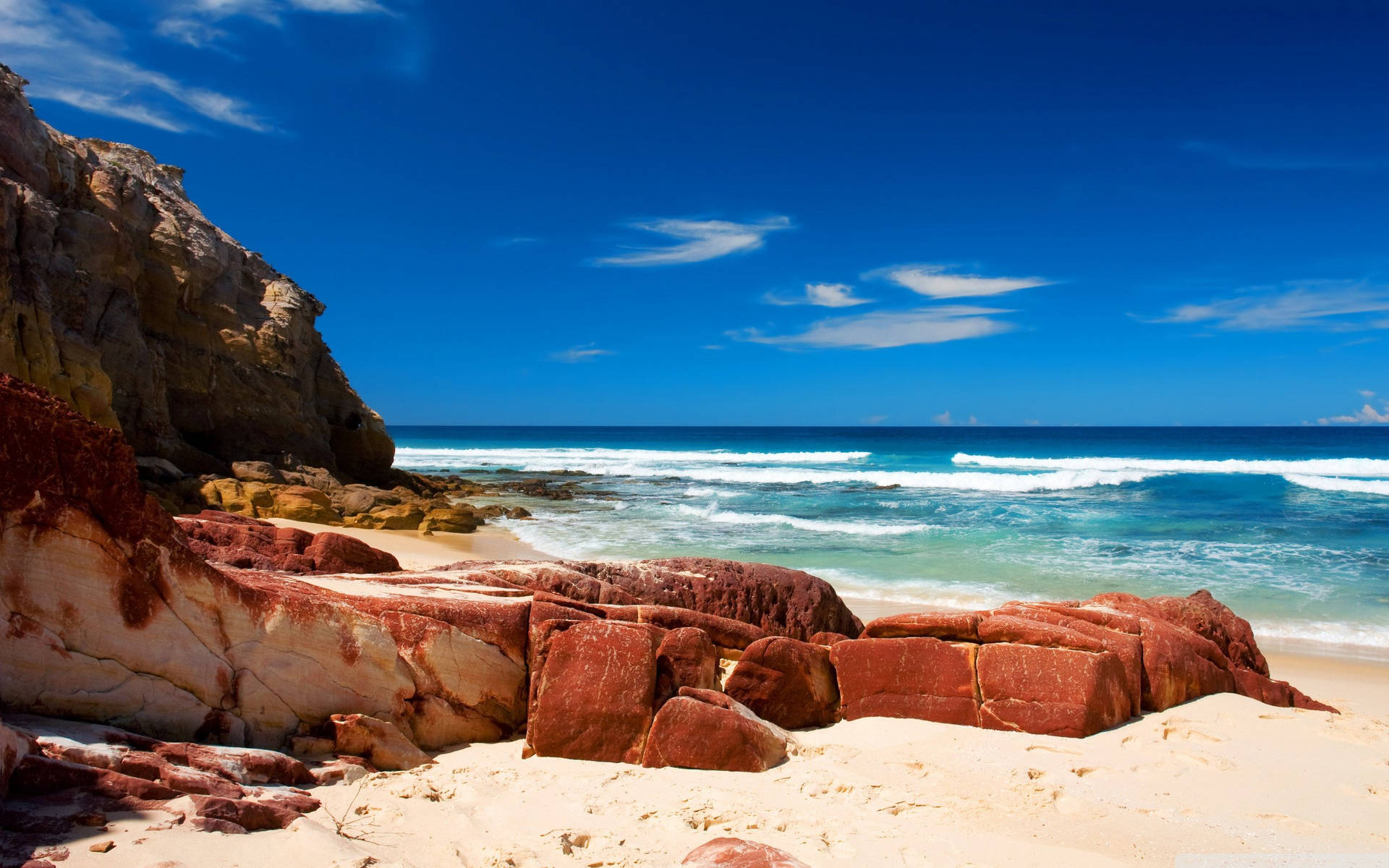 Red Rock By The Beach Wallpaper