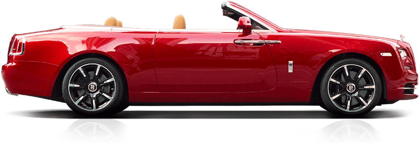 Red Rolls Royce Dawn Convertible Side View PNG