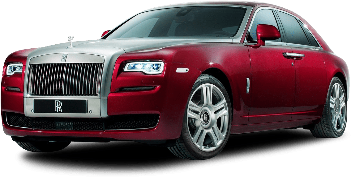 Red Rolls Royce Ghost Side View PNG