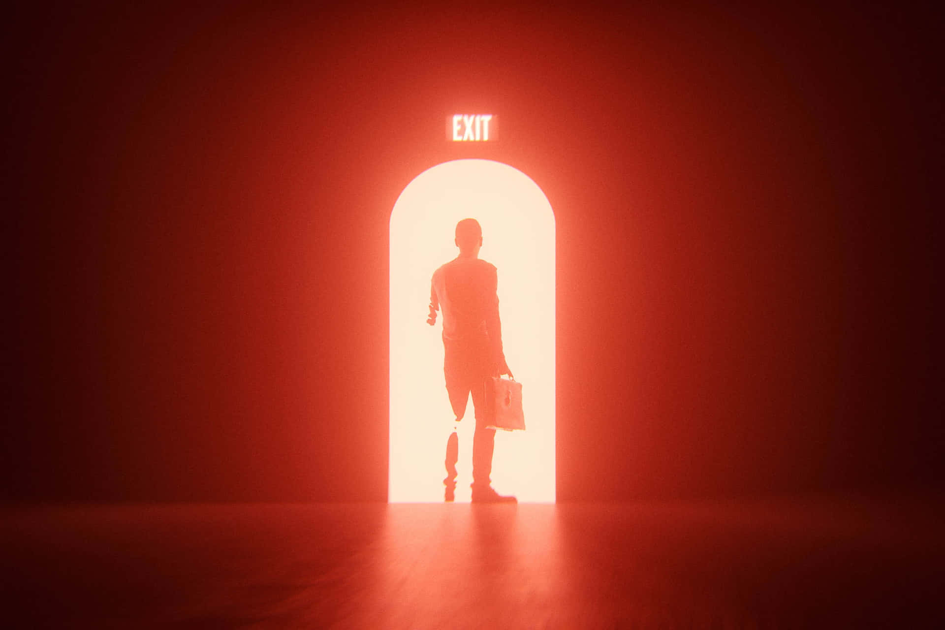 Man Silhouette In Red Room Exit Picture