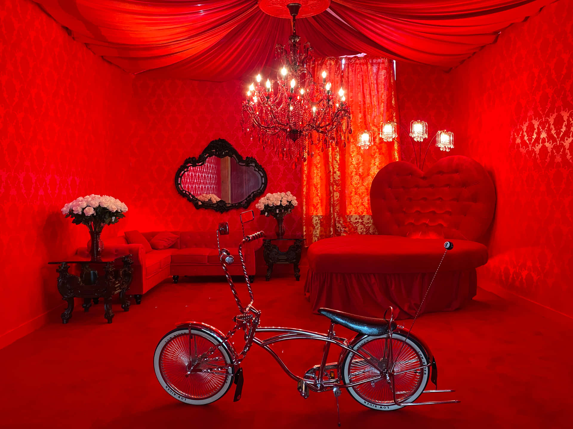 "Relax in the calming atmosphere of a Red Room"