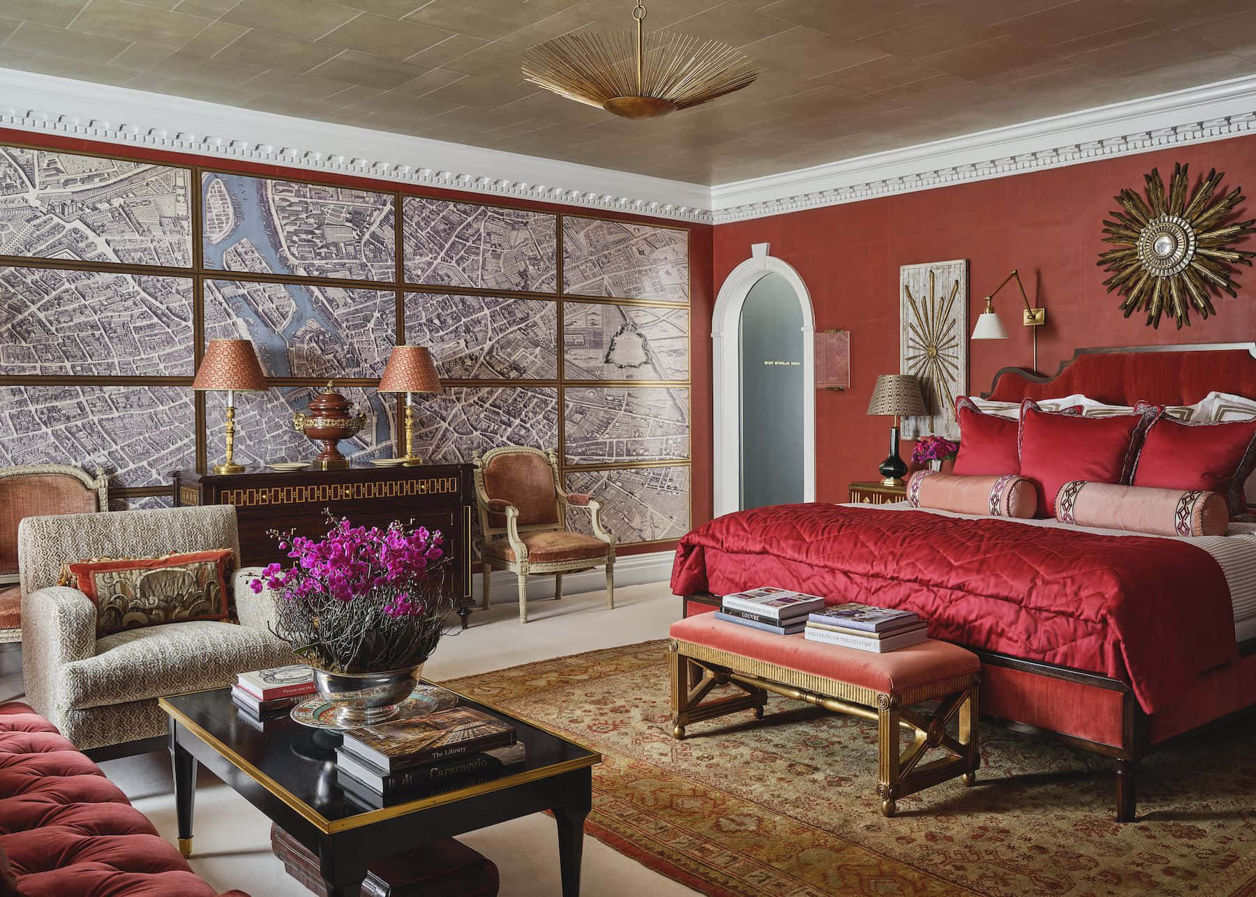 Red Room With Map On Wall Picture