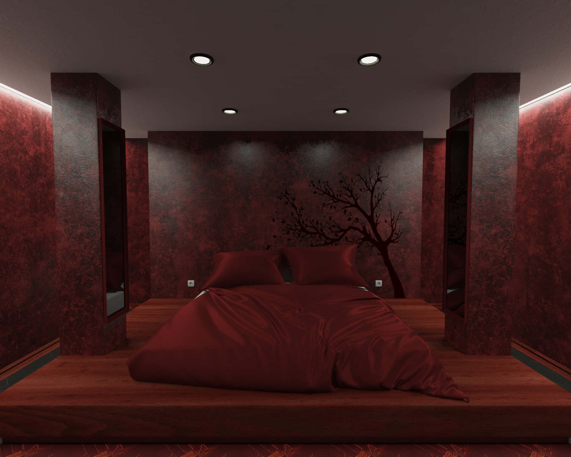 Red Room With Bed And Column Picture