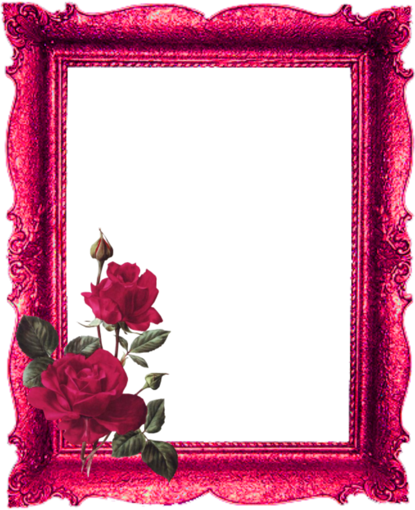 Red Rose Decorated Frame PNG