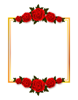 Red Rose Frame Black Background PNG