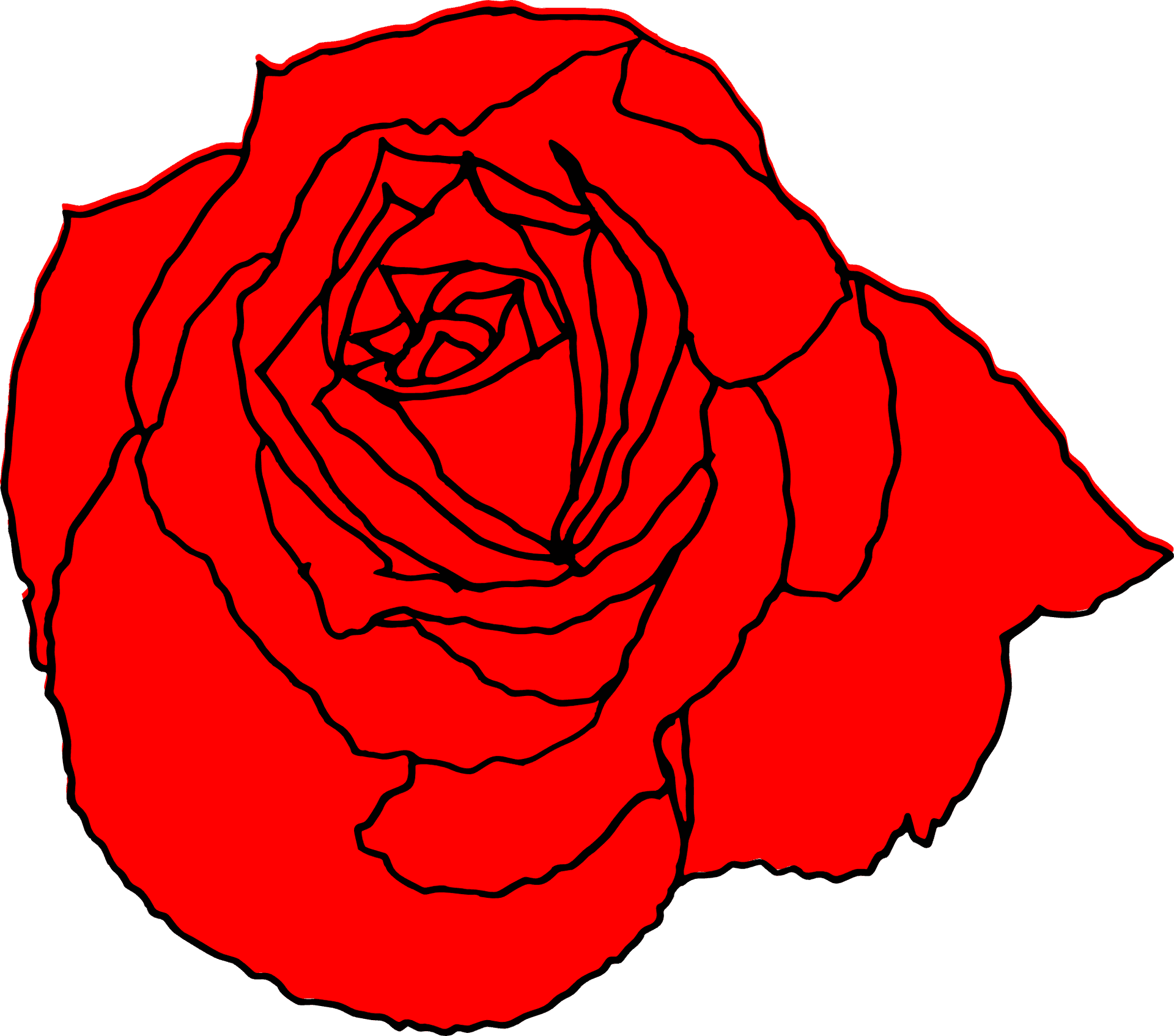Red Rose Line Art Drawing PNG
