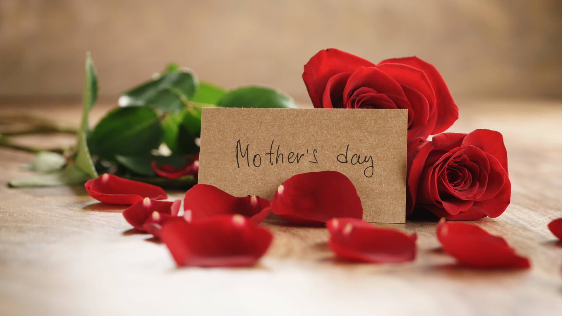 Red Rose Petals Happy Mothers Day Wallpaper