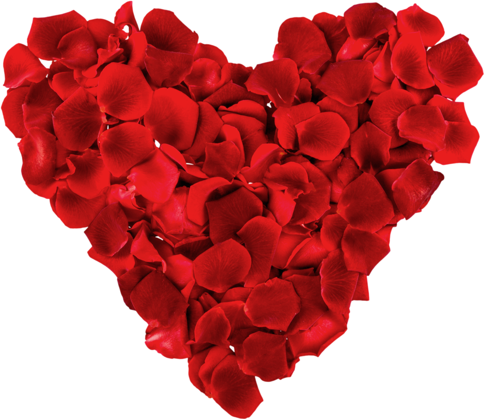 Red Rose Petals Heart Shape PNG