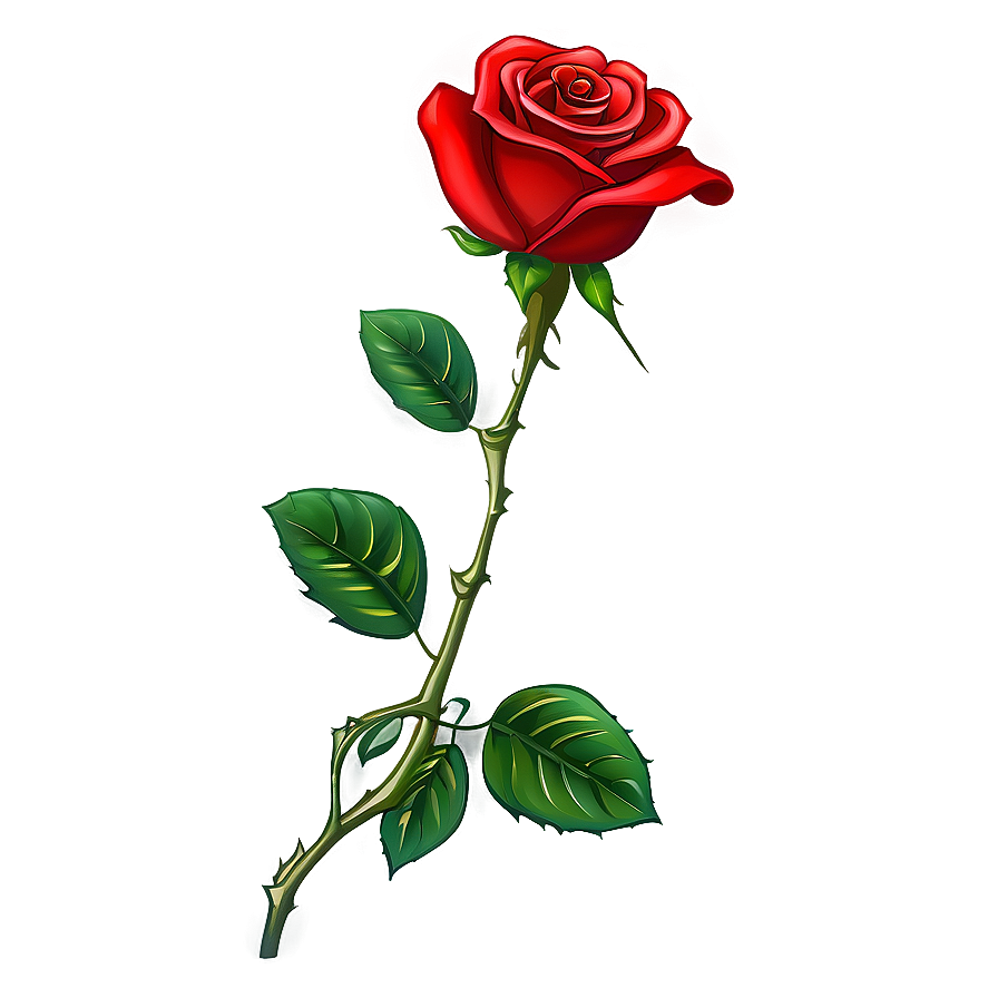 Red Rose Stem Illustration PNG