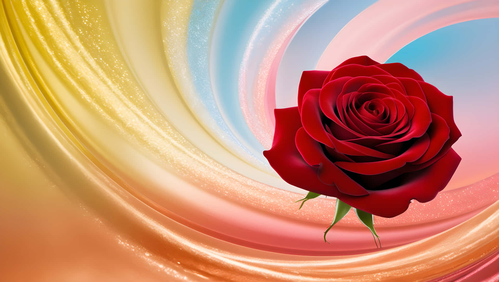 Red Rose With Abstract Background Wallpaper
