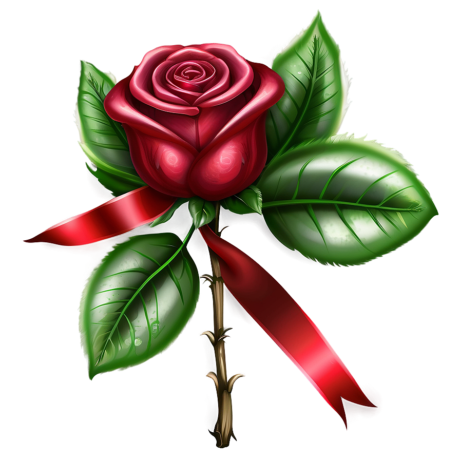 Red Rose With Ribbon Png 73 PNG