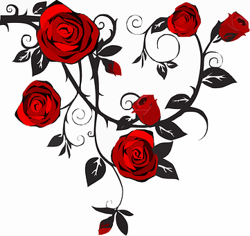 Red Roses Artistic Design PNG