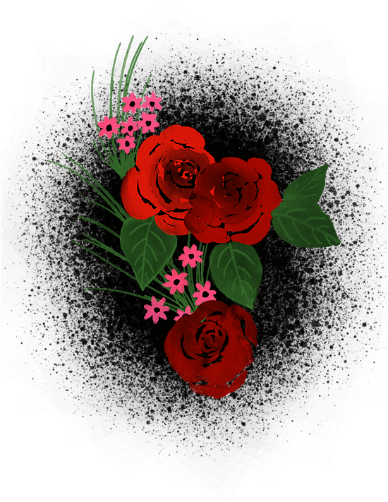 Red Roses Artistic Floral Design PNG