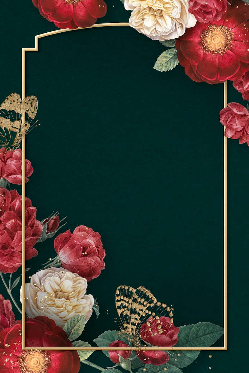 Red Roses Border Wedding Background Wallpaper