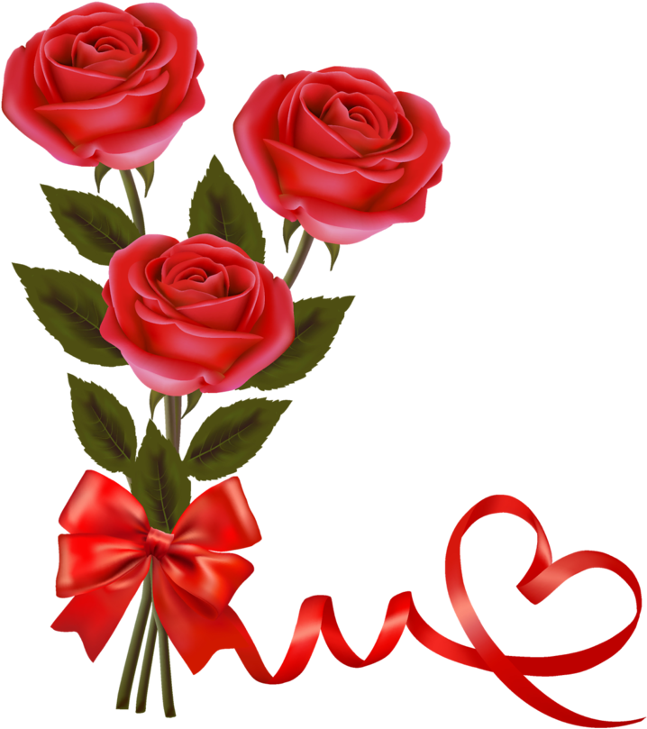Red Roses Bouquetwith Ribbon PNG