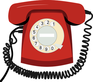 Red Rotary Phone Illustration PNG