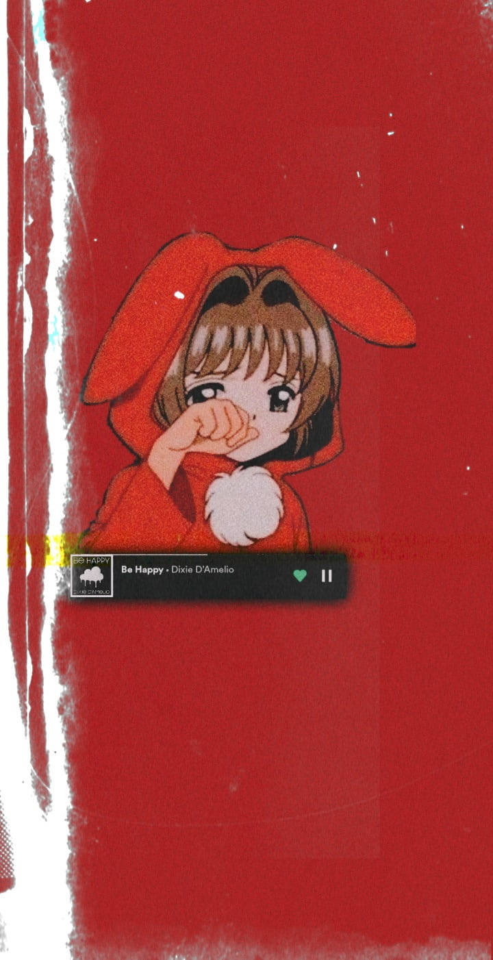 Rotestrauriges Ästhetisches Anime-mädchen. Wallpaper
