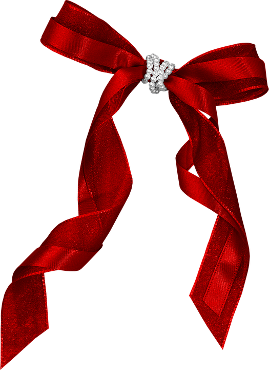 Red Satin Bowwith Diamonds PNG