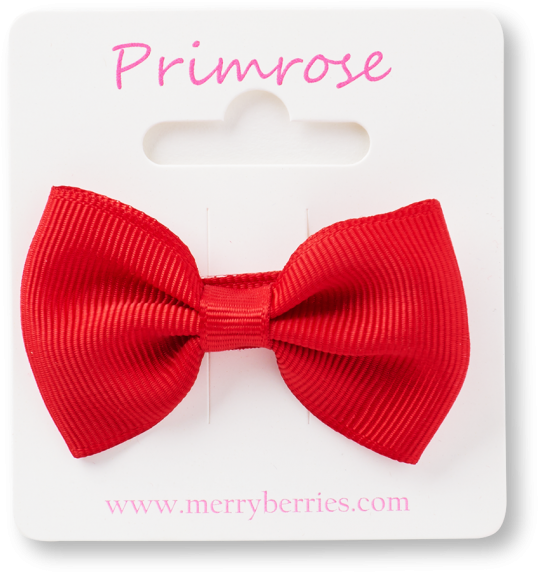Red Satin Hair Bow Primrose Packaging PNG