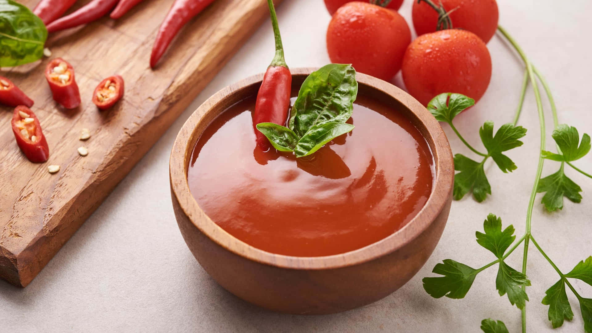 Delicious Red Sauce in a White Bowl Wallpaper
