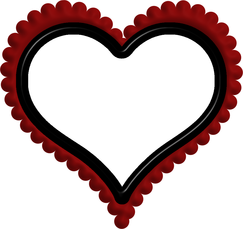 Red Scalloped Heart Frame PNG
