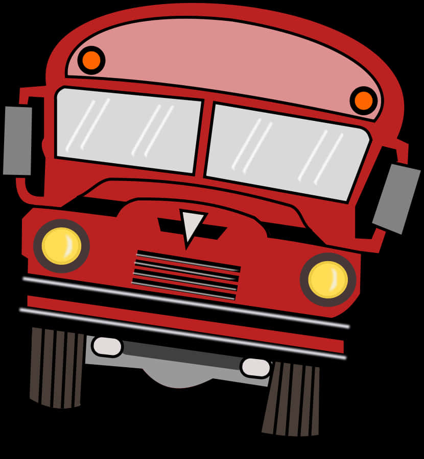 Download Red School Bus Cartoon | Wallpapers.com