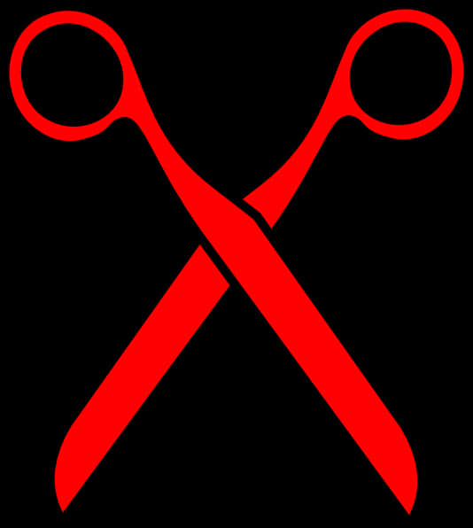 Red Scissors Black Background PNG