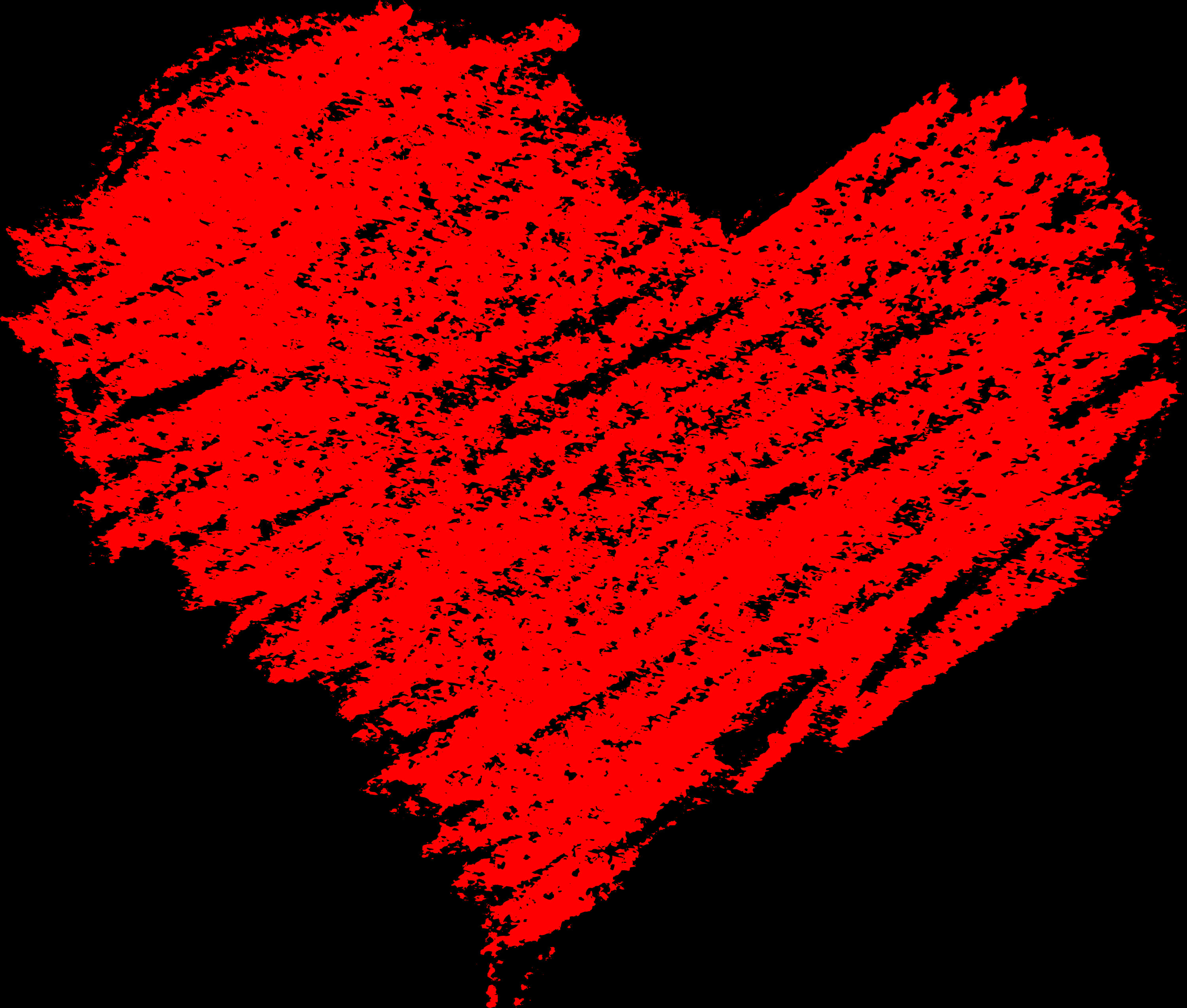 Red Scribble Hearton Black Background PNG