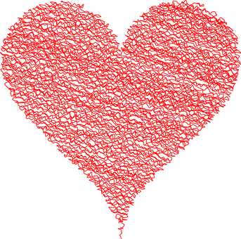 Red Scribble Hearton Black Background PNG