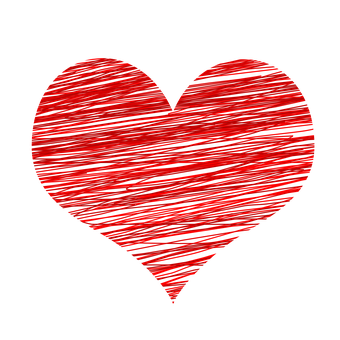 Red Scribble Hearton Black Background PNG