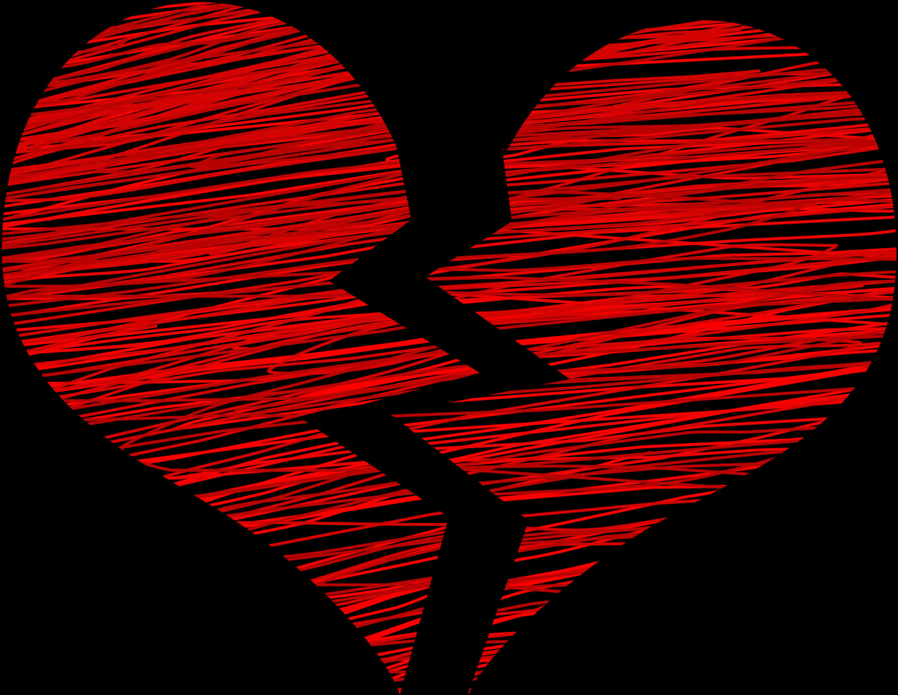 Red Scribbled Broken Heart PNG