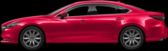 Red Sedan Side View PNG