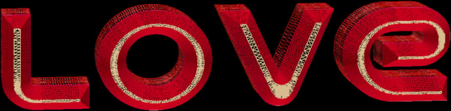 Red Sequined Love Text PNG