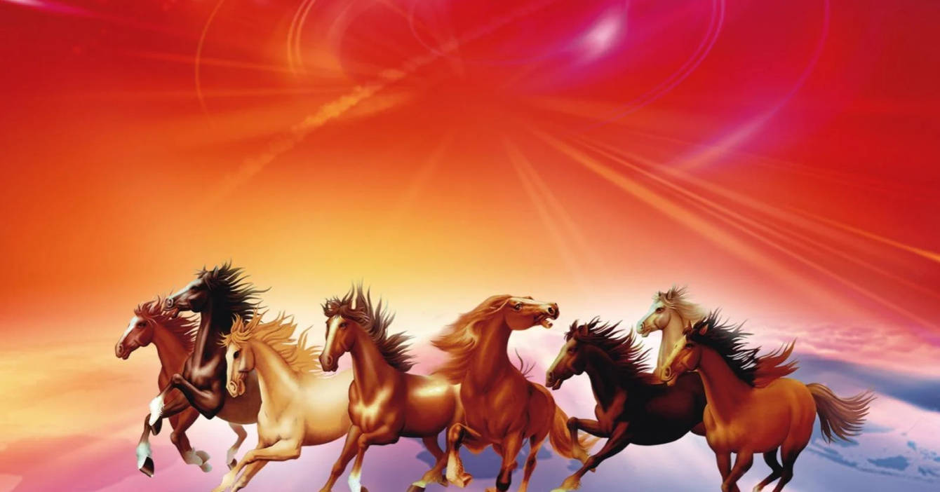 Seven Running Horses  Horse painting 7 horses running painting vastu  wallpaper Horse wallpaper
