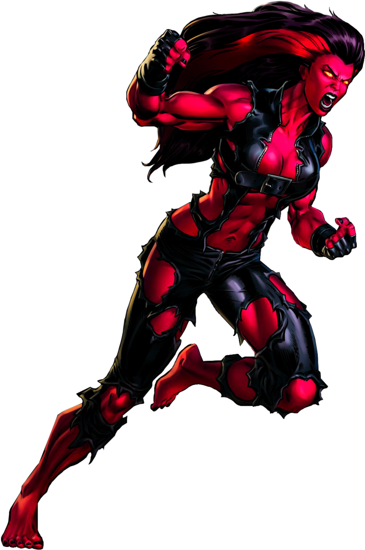 Red She Hulk Action Pose PNG