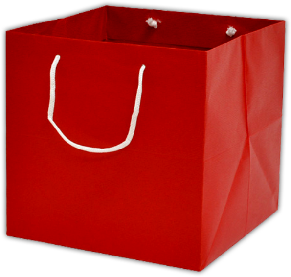 Red Shopping Bag White Handles PNG