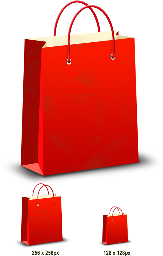 Red Shopping Bags Different Sizes PNG