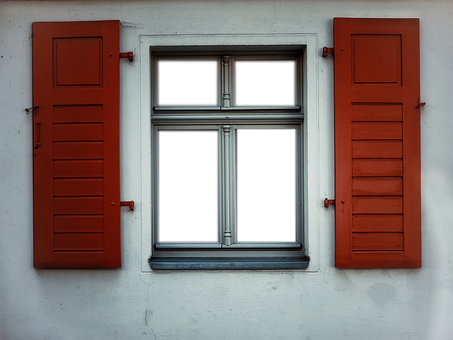 Red Shutters Window Facade PNG