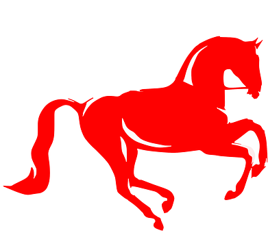 Red Silhouette Galloping Horse PNG