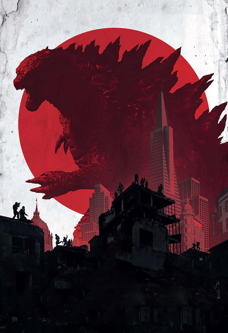 Red Silhouette Godzilla Artwork Wallpaper