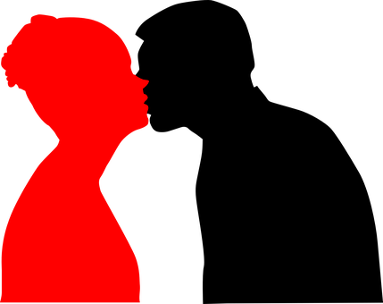 Red Silhouette Kiss Illusion PNG