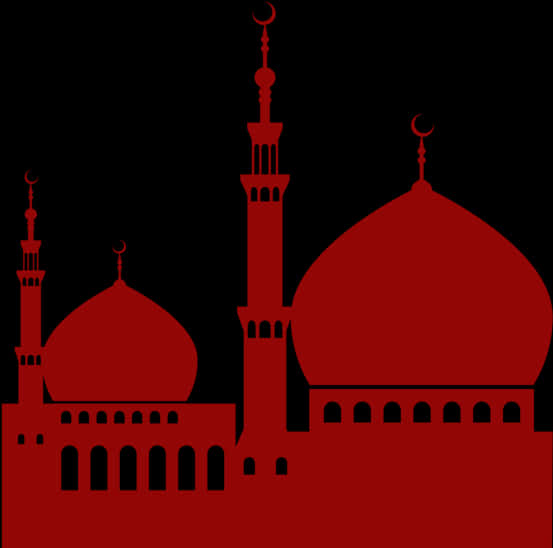 Red Silhouette Mosque Graphic PNG