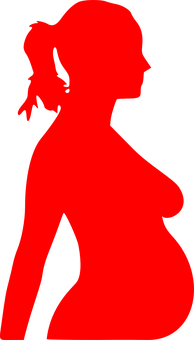 Red Silhouette Pregnant Woman Profile PNG