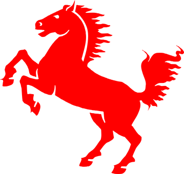 Red Silhouette Rearing Horse PNG