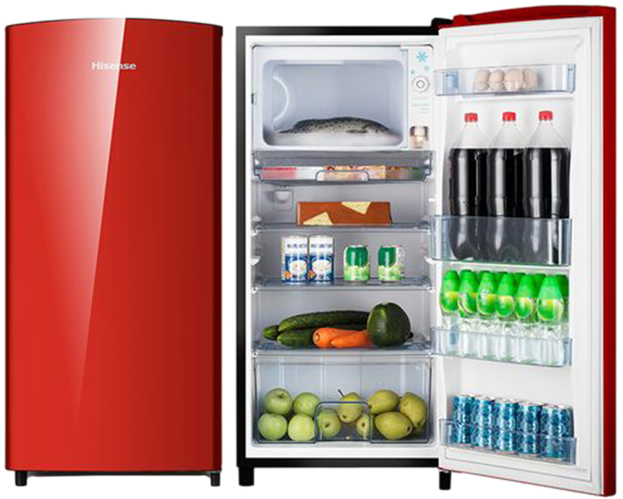 Red Single Door Refrigerator Full View PNG