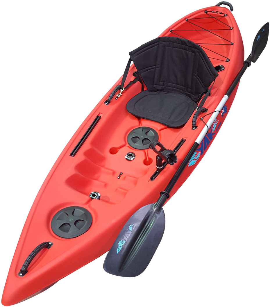 Red Sit On Top Kayak With Paddle PNG