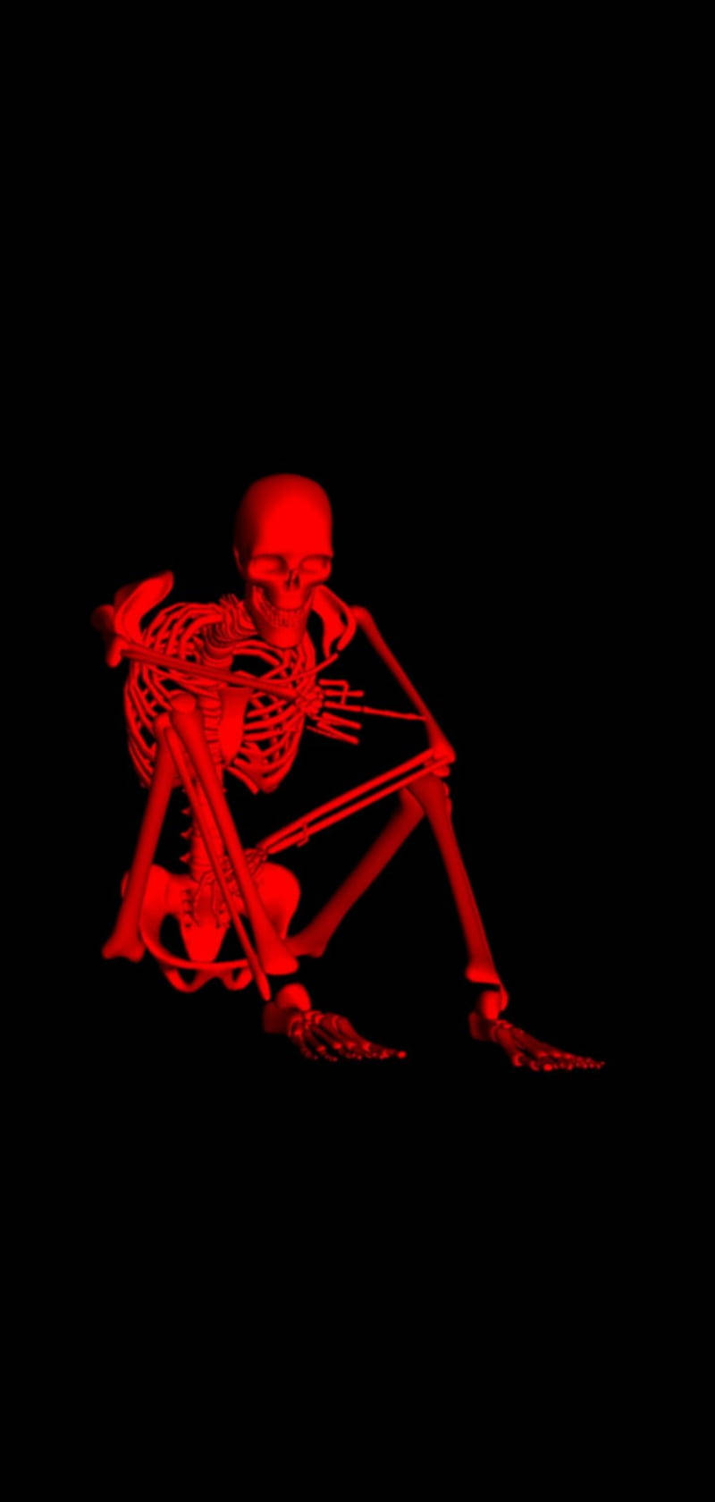 Red Skeleton Black Indie Kid Wallpaper