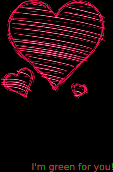 Red Sketched Heartson Black Background PNG
