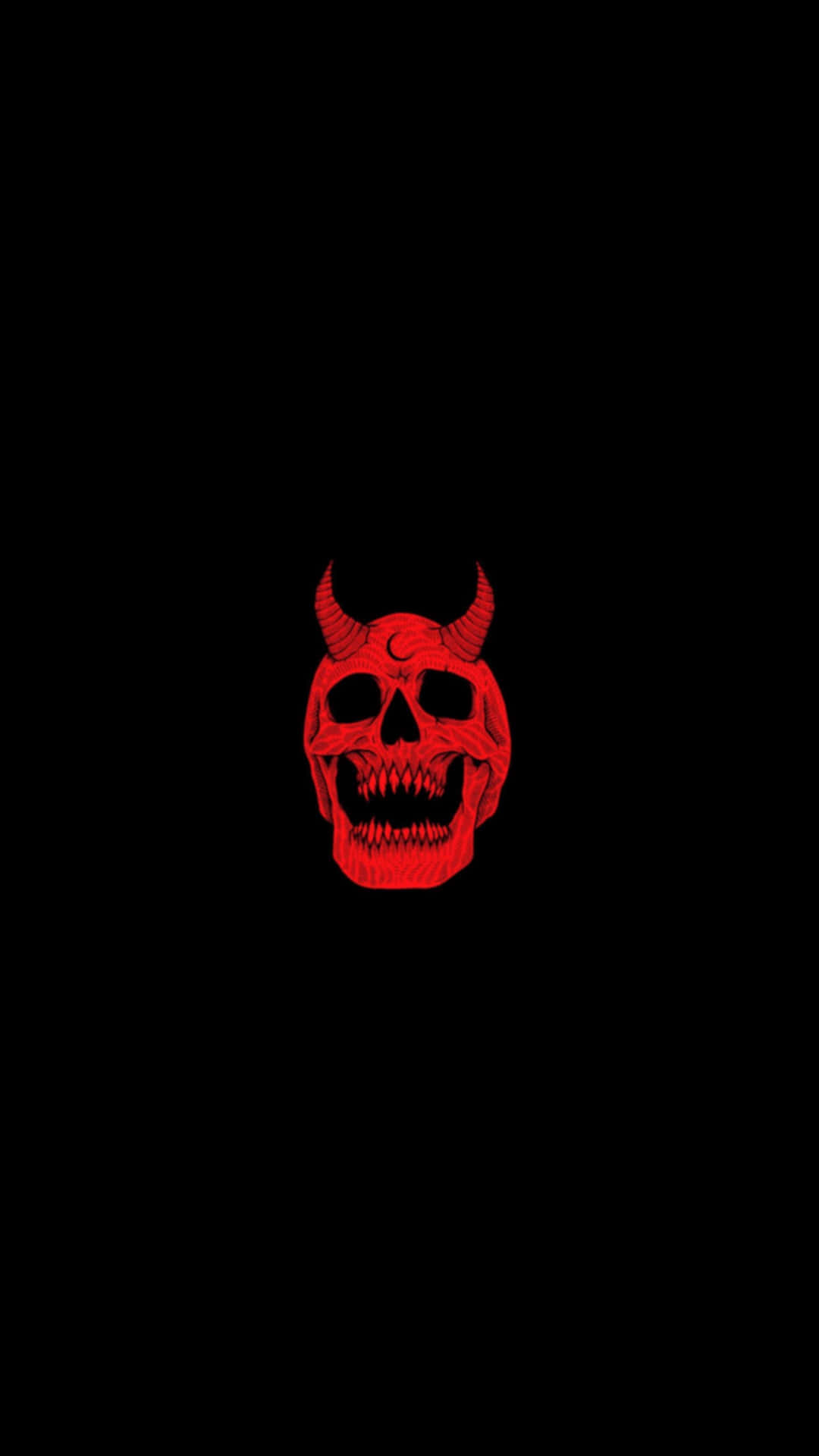 Red Skull Horns Black Background Wallpaper